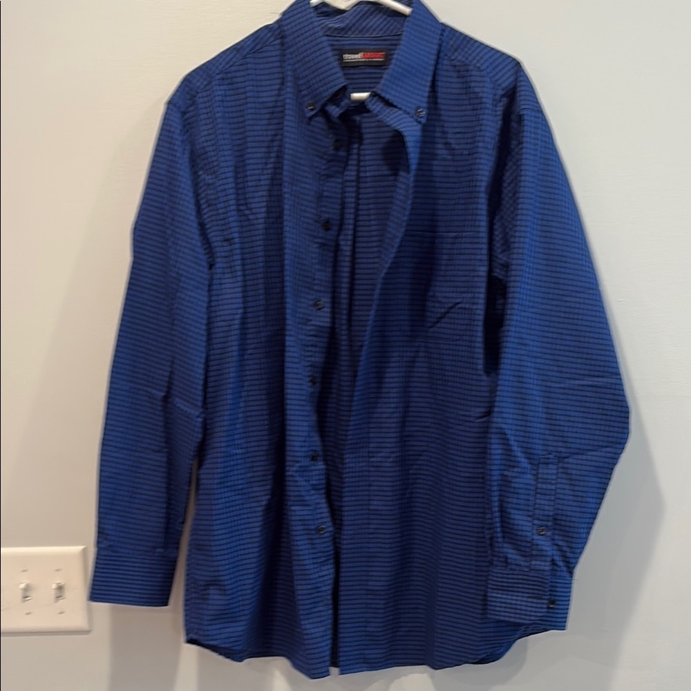Roundtree & Yorke Blue Lightweight Shirt Jacket with Classic Collar